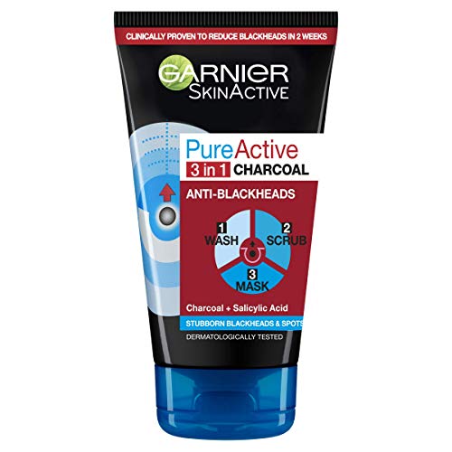 Garnier Pure Active 3 in 1 Charcoal Blackhead Mask Wash Scrub