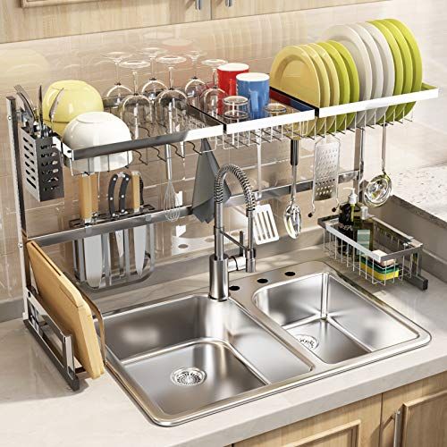 Over The Sink Dish Drying Rack, Width Adjustable (26.8 to 34.6