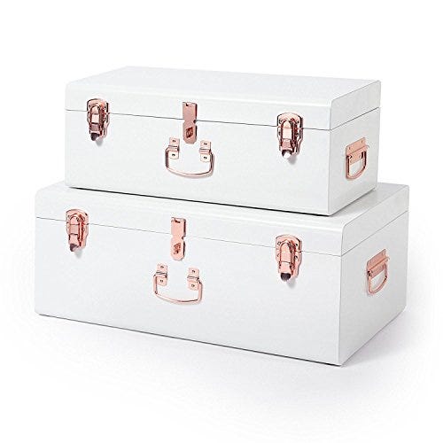 Cream Storage Trunks, Set of 2