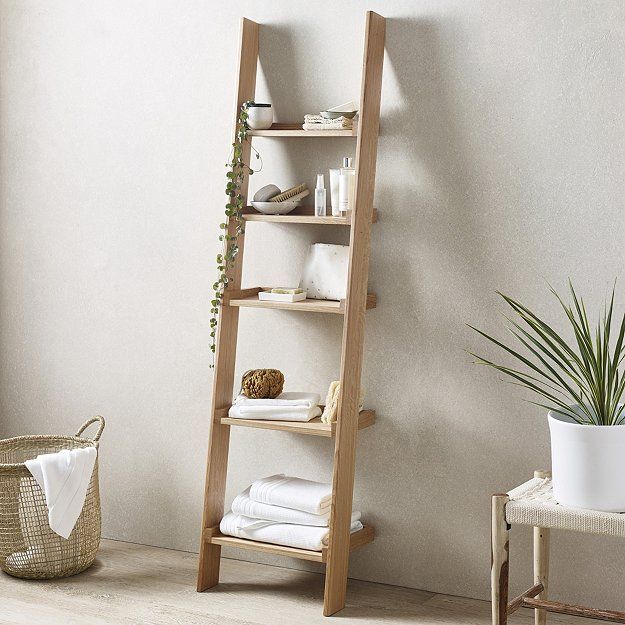 Oak Narrow Ladder Shelf
