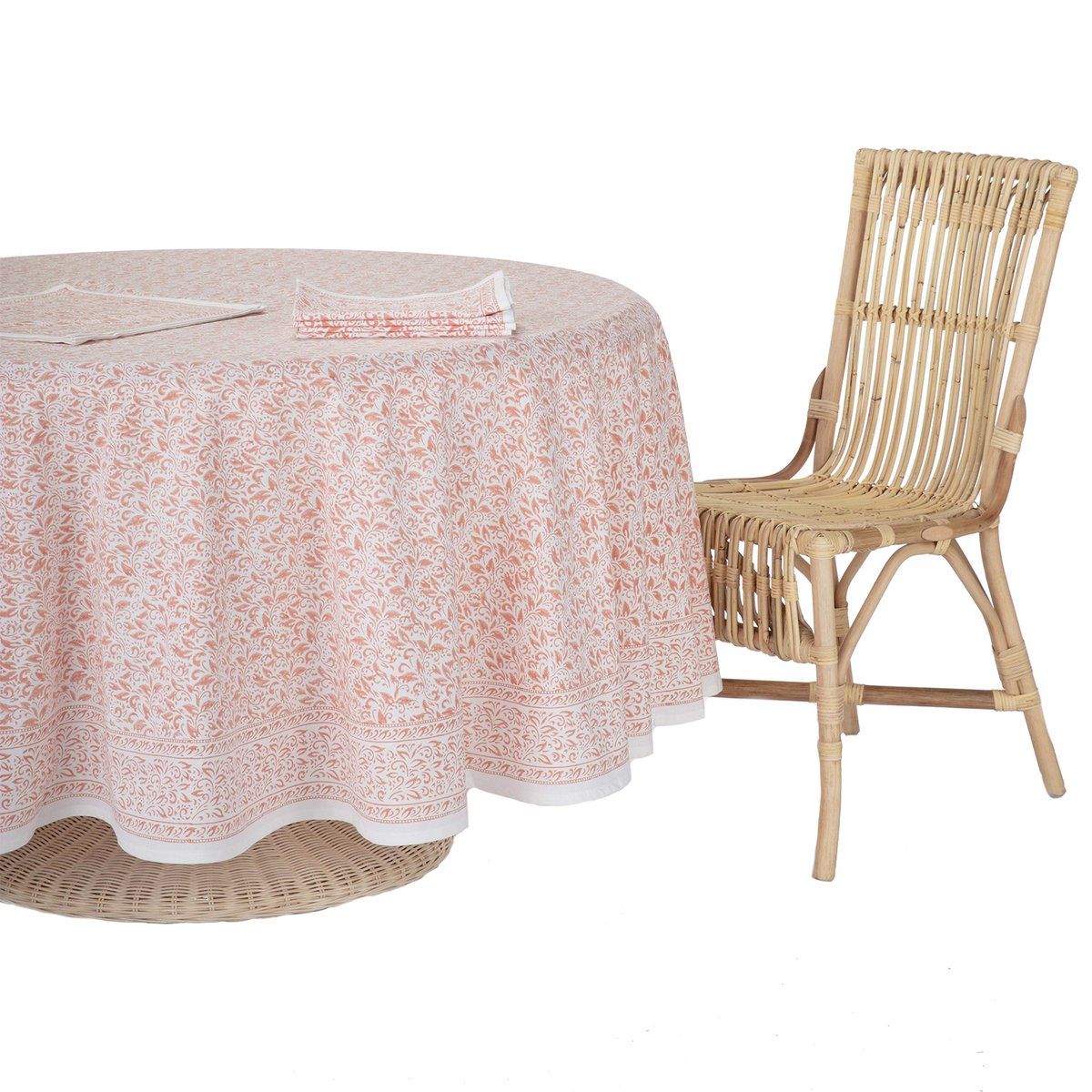 Nira Round Tablecloth Coral