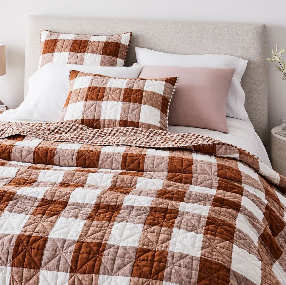 Heather Gingham Bedspread & Pillowcases