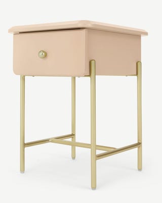 Maddie Bedside Table, Pink & Brass