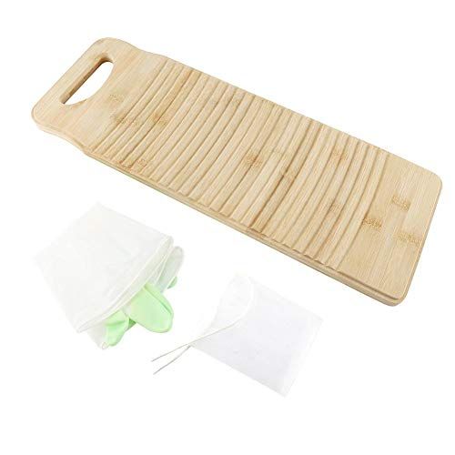 Zerone Washing Board, Portable Convenient Effort-saving Bamboo Wood Clothes Washboard Hand Washboard for Home Laundry 50 * 18 * 1cm