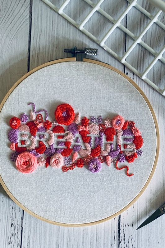 Breathe Positive Word Embroidery Kit