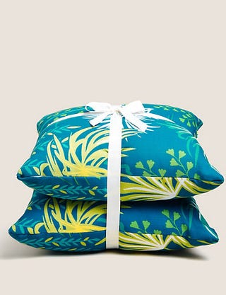 Set of 2 Leaf Print Outdoor Cushions