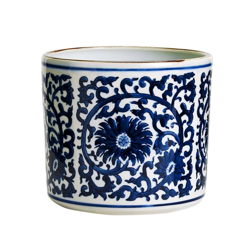 Blue and White Lotus Flower Vase/Planter