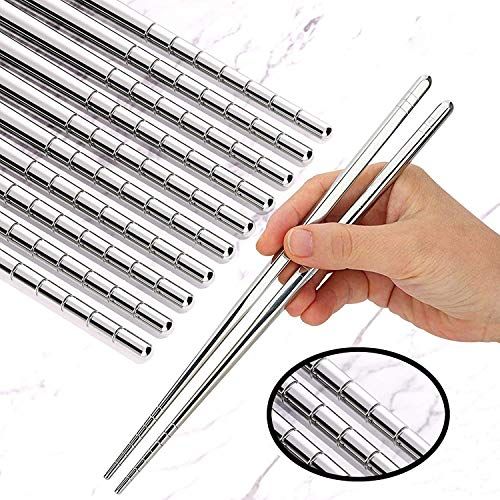 Luxury Reusable Chopsticks Stainless Steel Chop Sticks Tableware Durable 1 Pair 