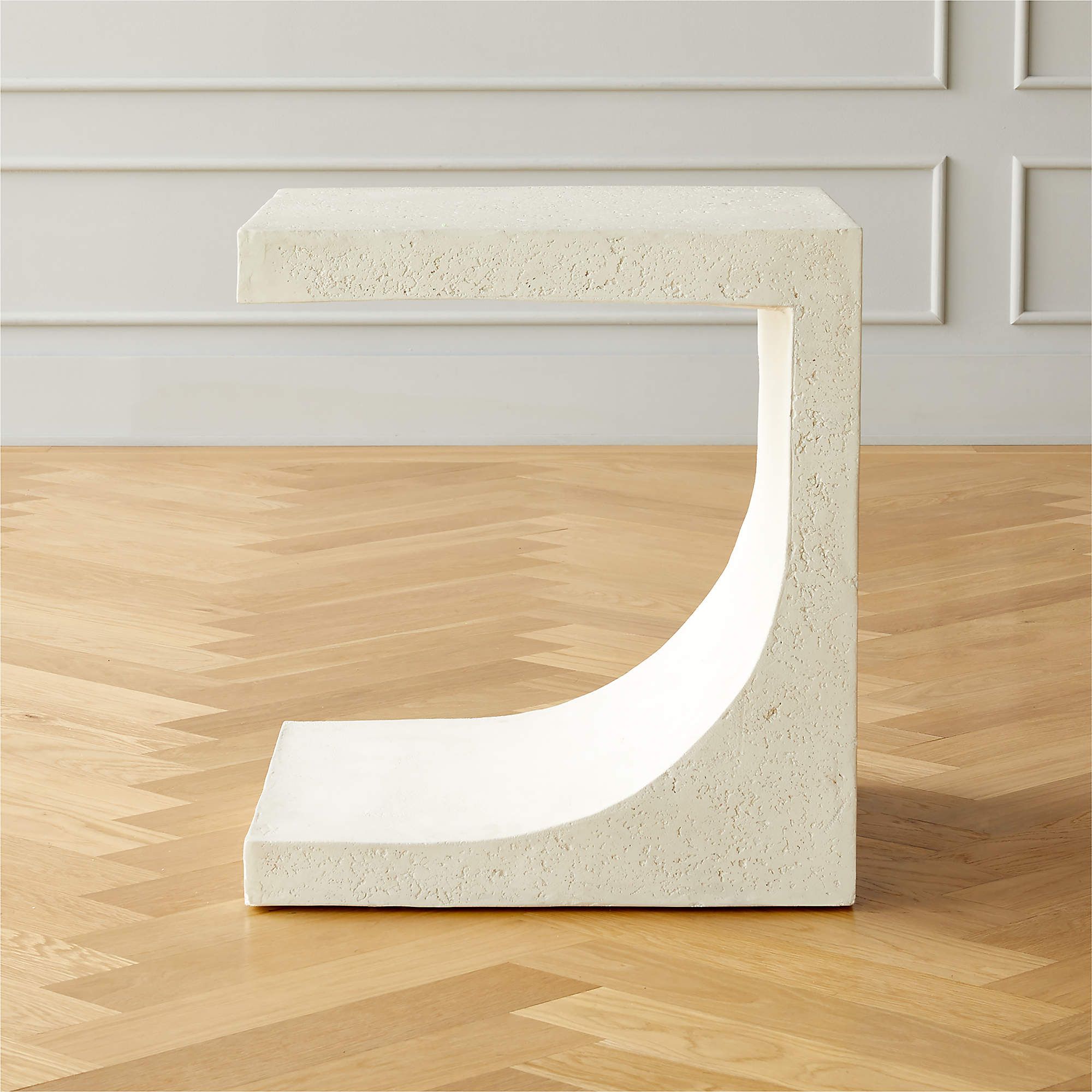 Slope White Cement Side Table