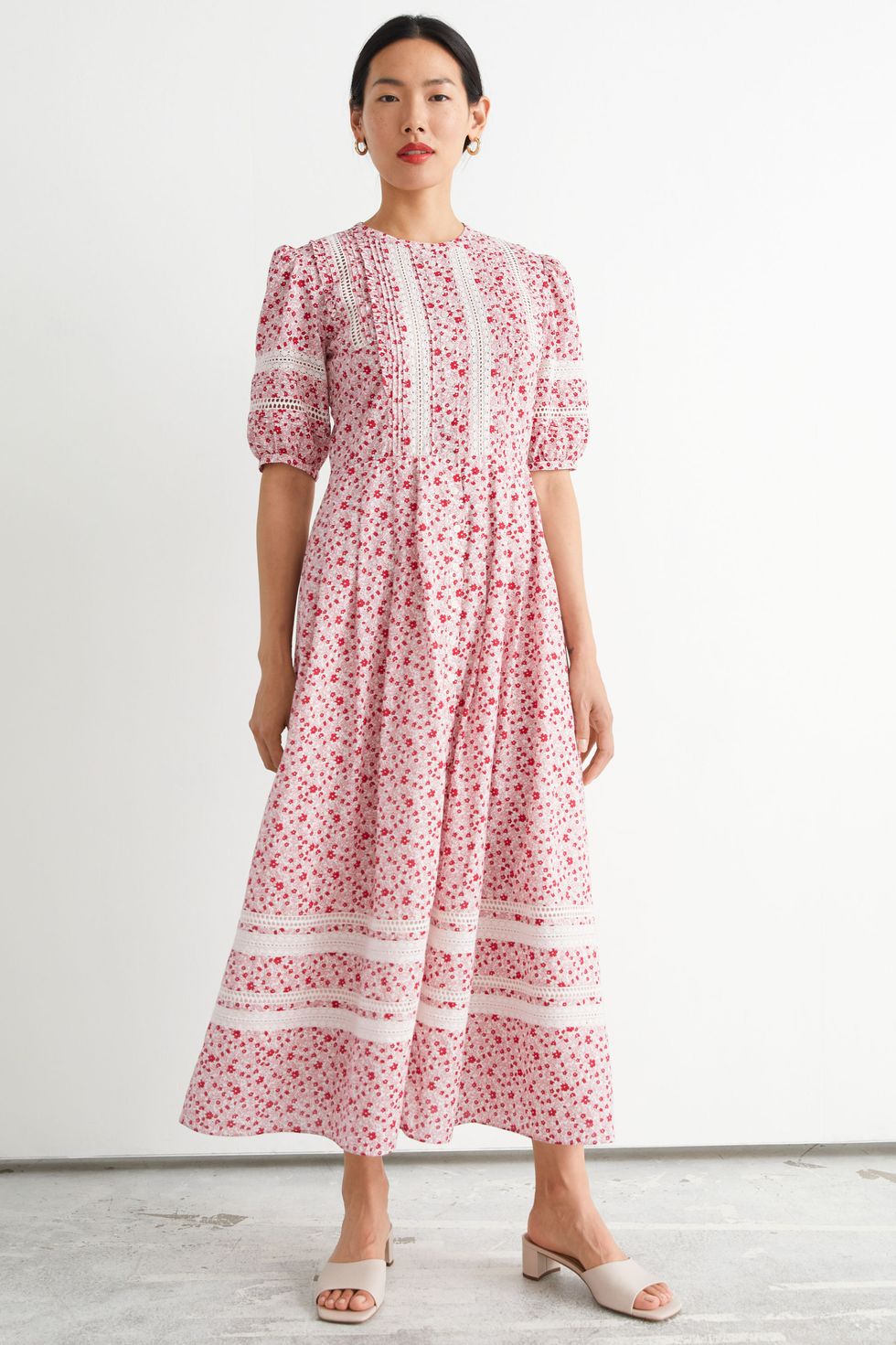 Printed Lace Maxi Dress