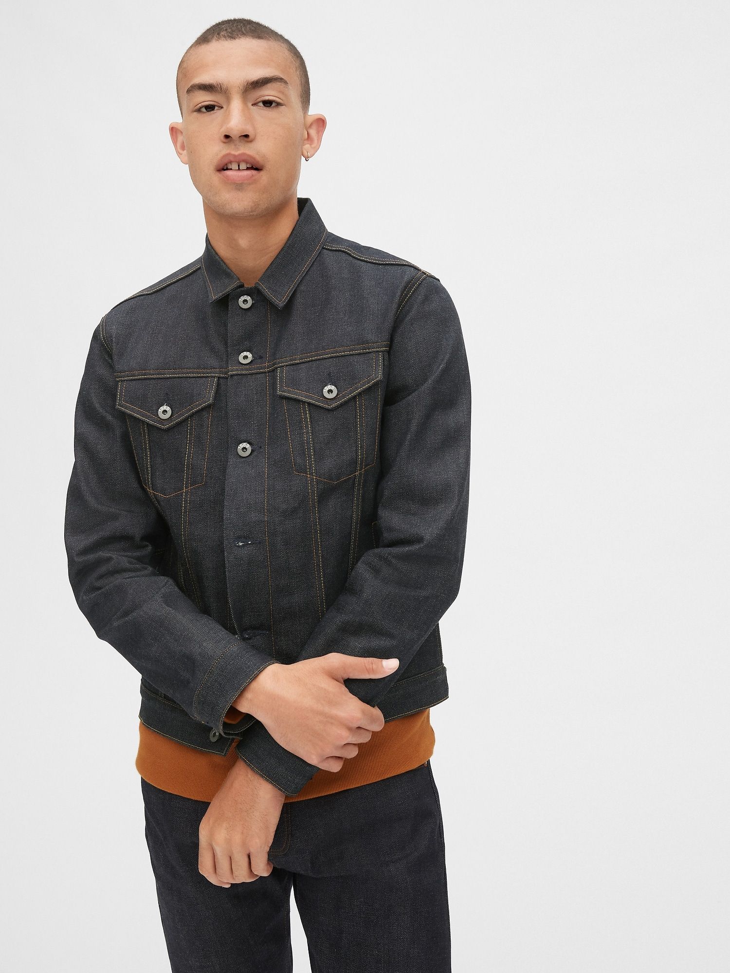 Gap mens deals black denim jacket