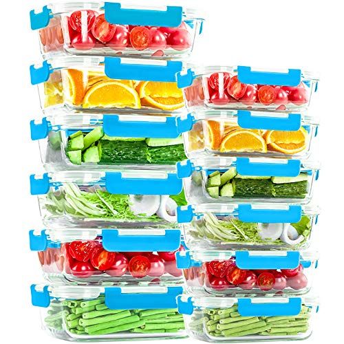 MCIRCO Glass Food Storage Containers, 24-Pieces Glass Meal Prep