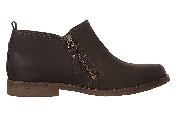 Womens Ladies Ankle Boots Slip On Low Heel Black Plain Leather Look 1" Heel Size 