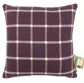 Country Living Wool Check Cushion, Grape