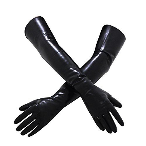 Latex Rubber Black Long Gloves 