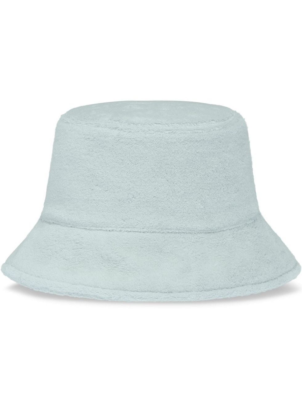 毛巾布漁夫帽推薦：Miu Miu 粉藍色Logo裝飾漁夫帽