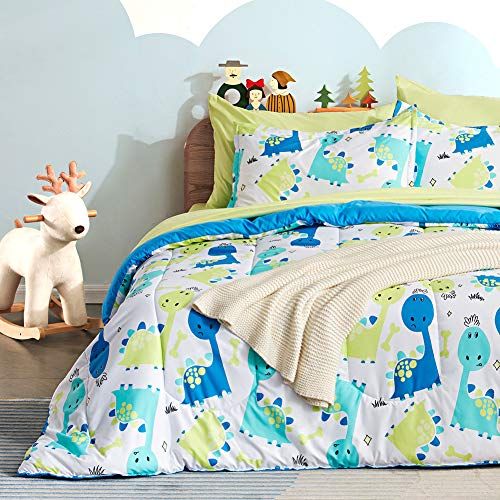 BOYS GIRLS TEENS TODDLERS REVERSIBLE PRINTED/SOLID BED COMFORTER AND SHEET SET 