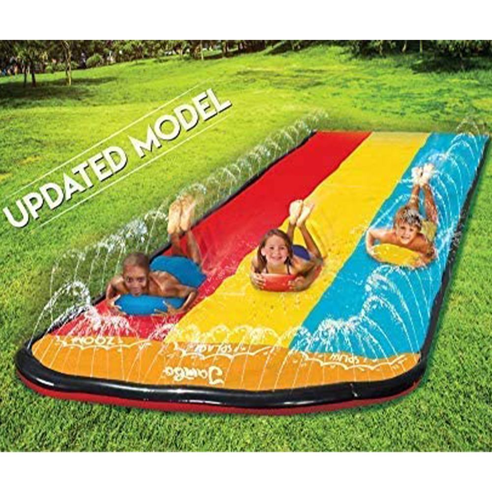Spray Slide and Inflatable Non-Slip mat for Kids Outdoor Party Water Toys for Lawn Garden Rainbow BAUMIGA Water Slide for Backyard Updated Model with 3 Surfboards 