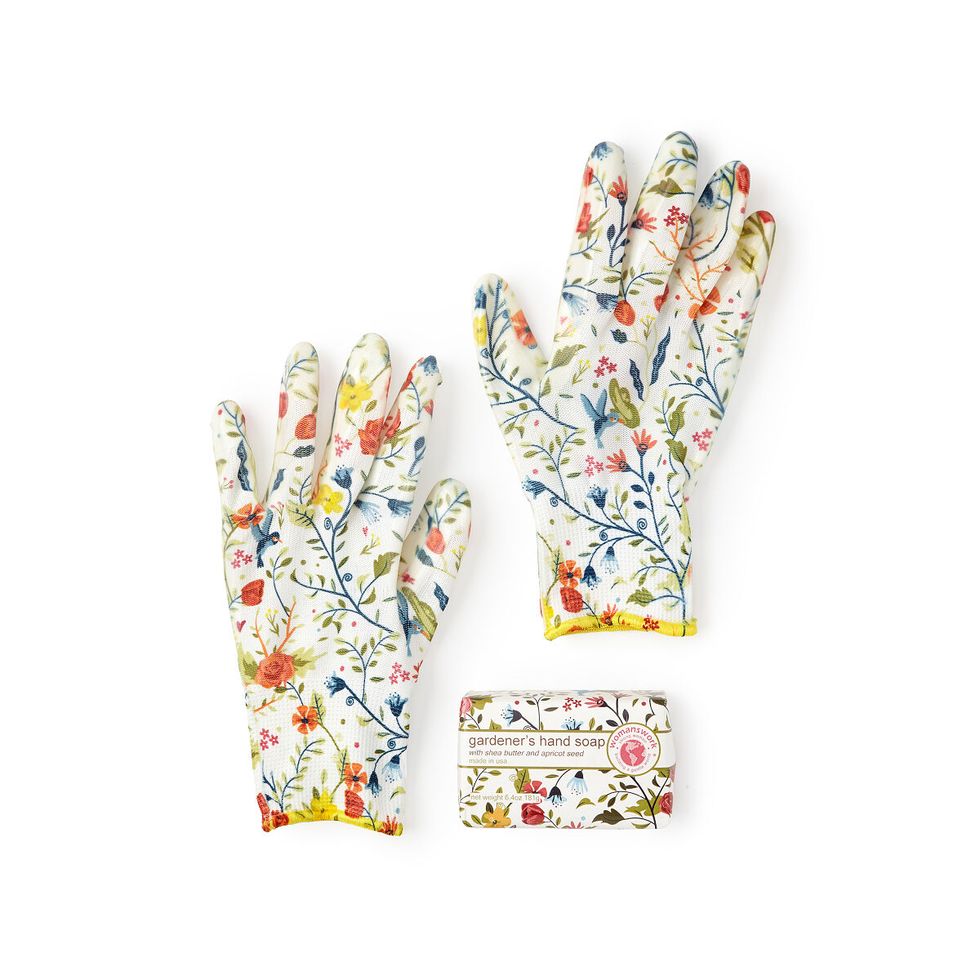Floral-Printed Weeder Glove Spa Gift Set