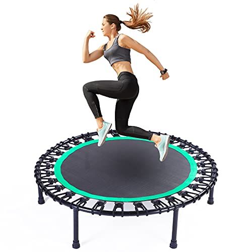 Newan 40-48 Silent Mini Trampoline Fitness Trampoline Bungee Rebounder Jumping Cardio Trainer Workout for Adults-Max Limit 330lbs 