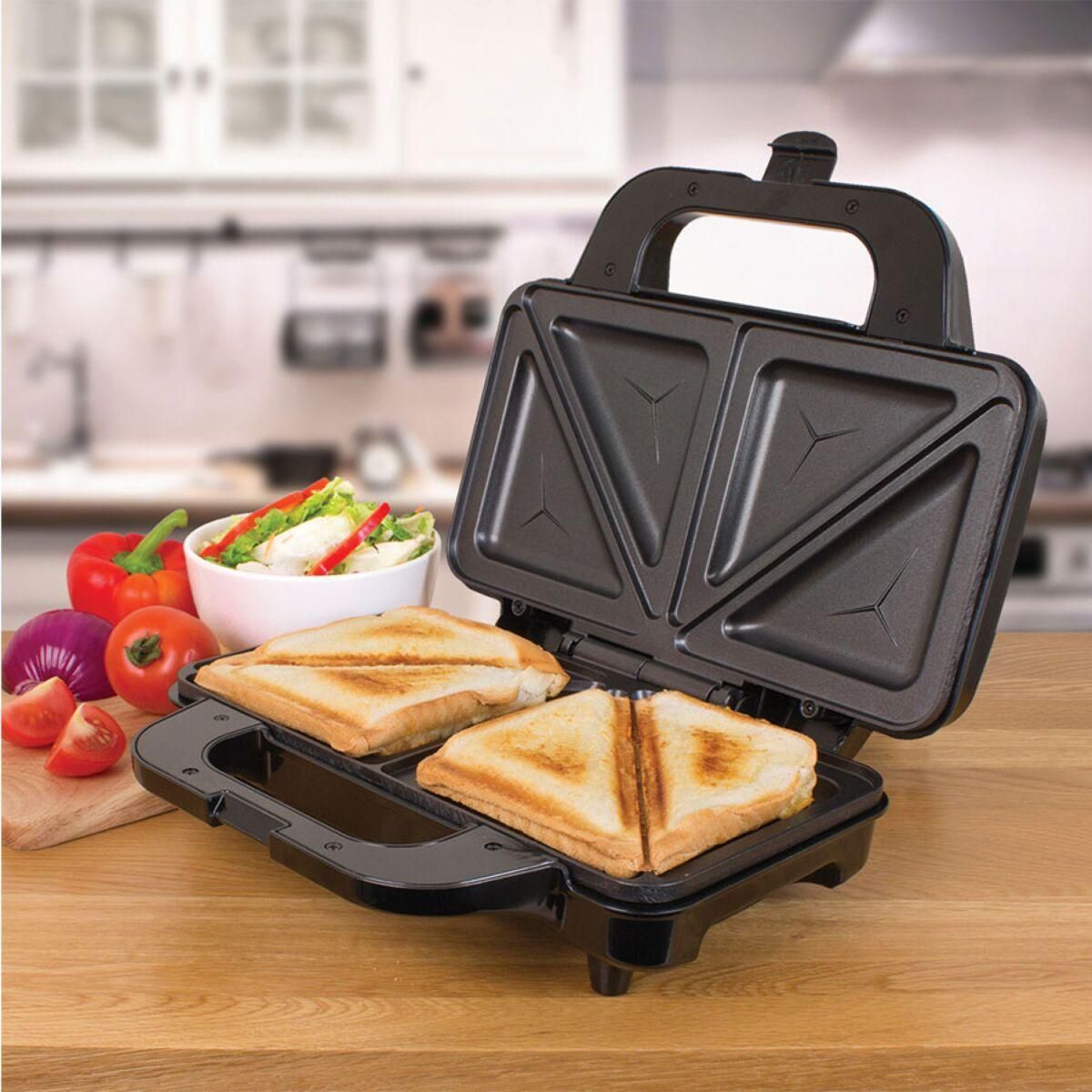 Stainless Steel Sandwich Maker Automatic Temp Control Cool Touch Handle Easy to Clean Toastie Maker with Non-Stick Plates Sandwich Toaster Ultracompact