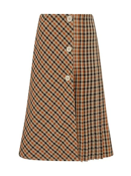 Kalimba Plised Checked Wool-Blend Midi-Hame