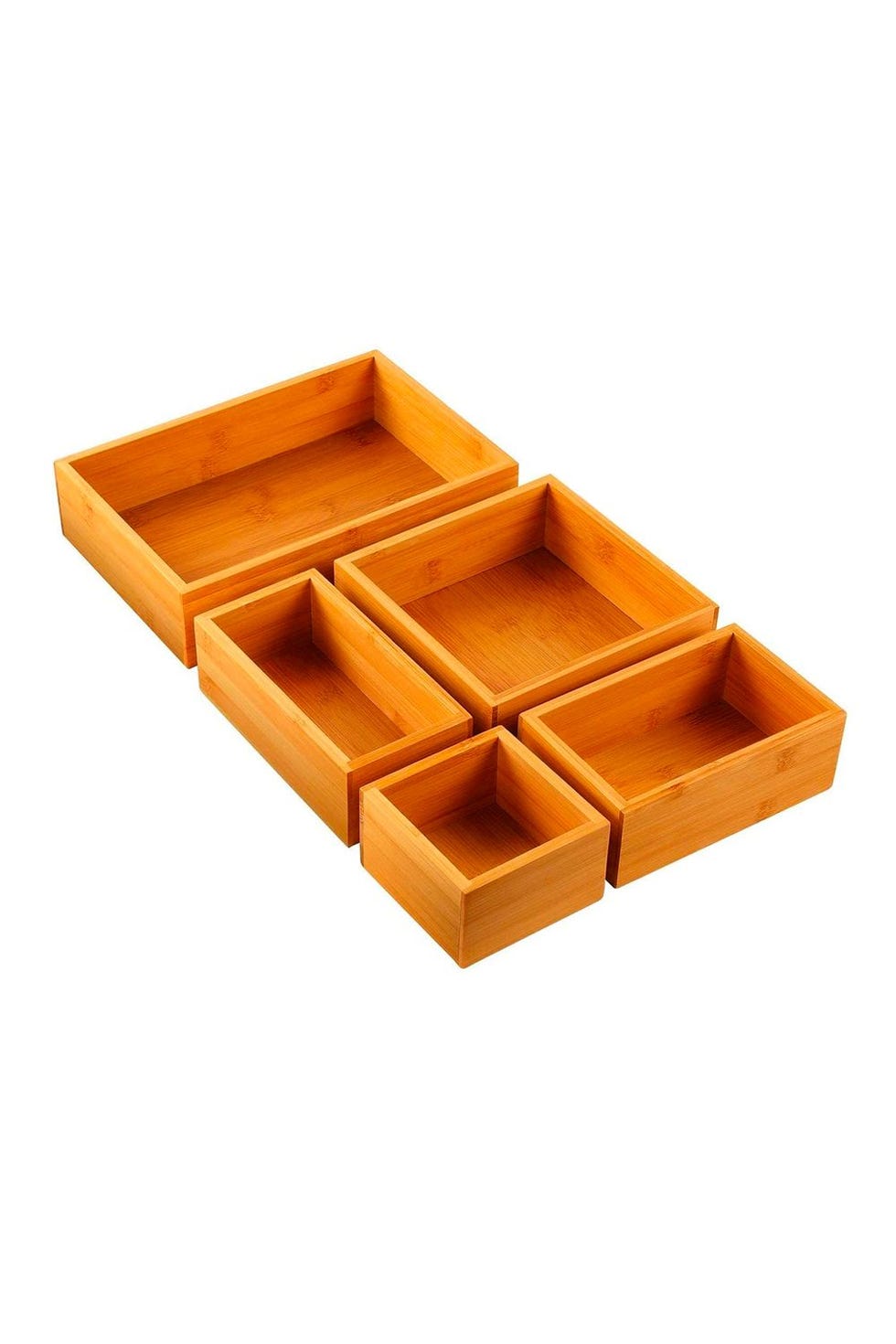 Pipishell 5-Piece Bamboo Drawer Organizer Set