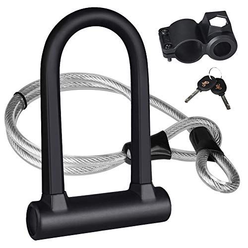 Bicycle U Lock Cable Heavy Duty Anti-theft Bike Security Wheel Lock w/U Shackle