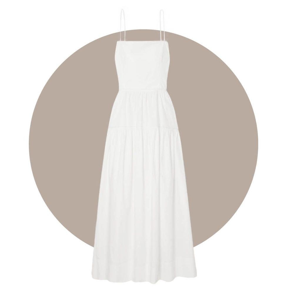 Open-Back Tiered Cotton-Poplin Dress