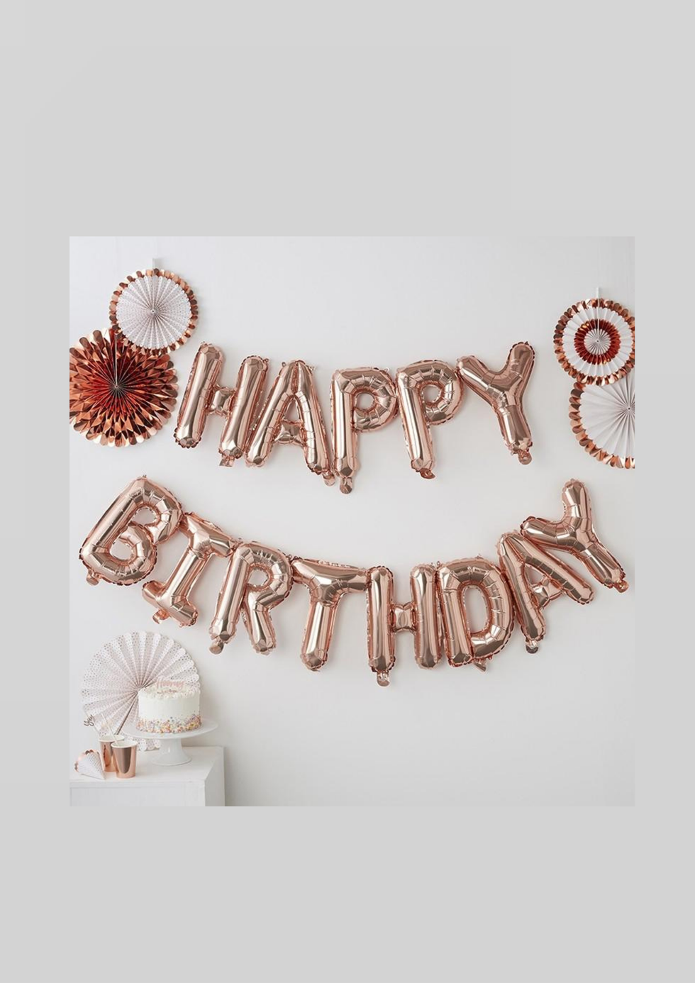 'Happy Birthday' Balloon Bunting Rose Gold, Party Pieces, £8.99