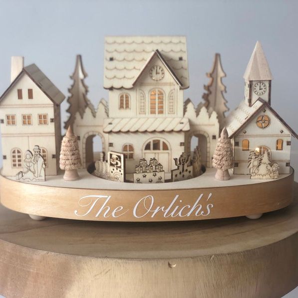 Personalized Traditional Wooden Christmas Village