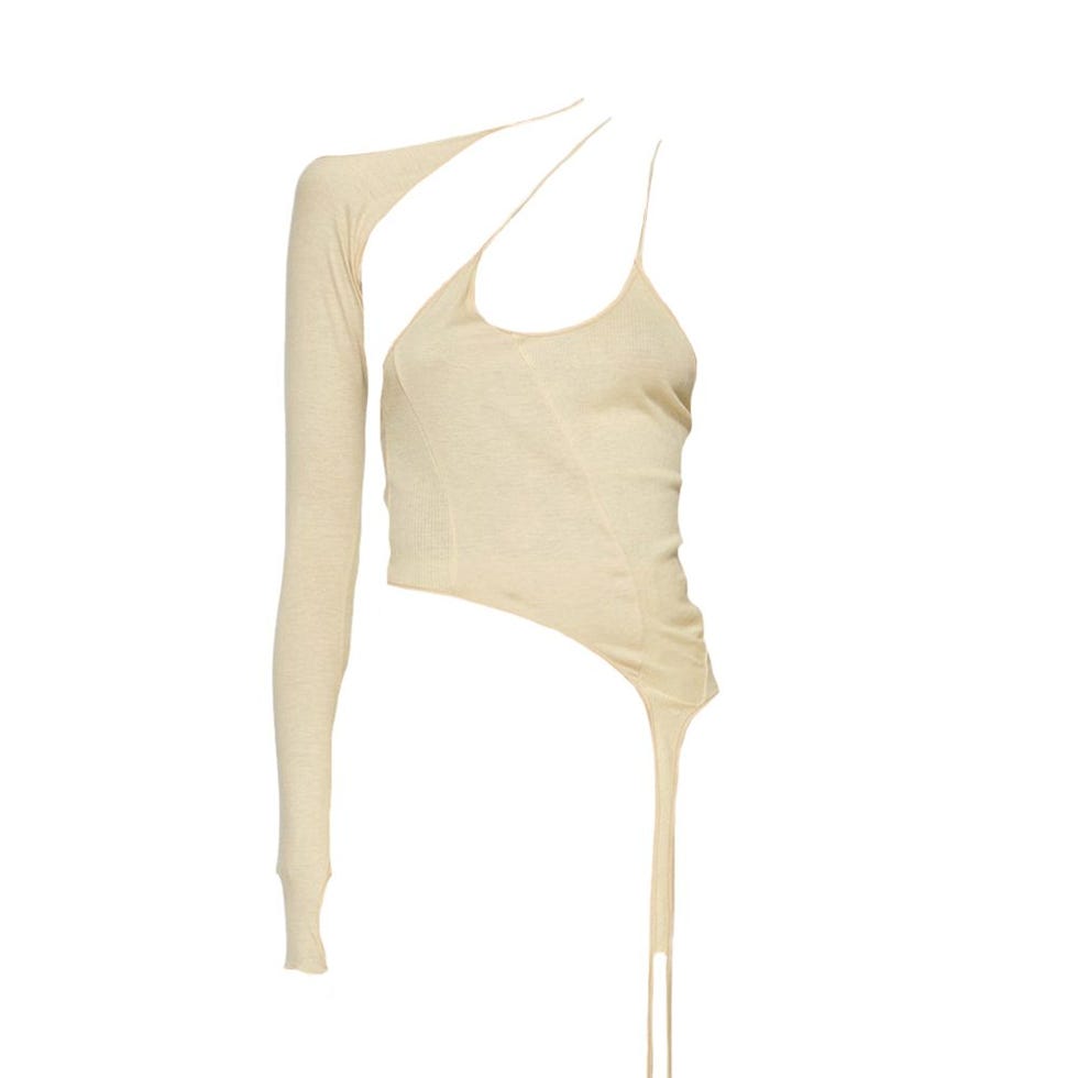 Beige Single-Sleeve T-Shirt