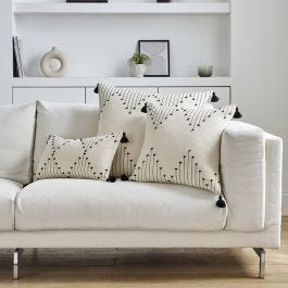 Tasselled Tufted Cushion Cover - Natural/Black, DUSK, from £14