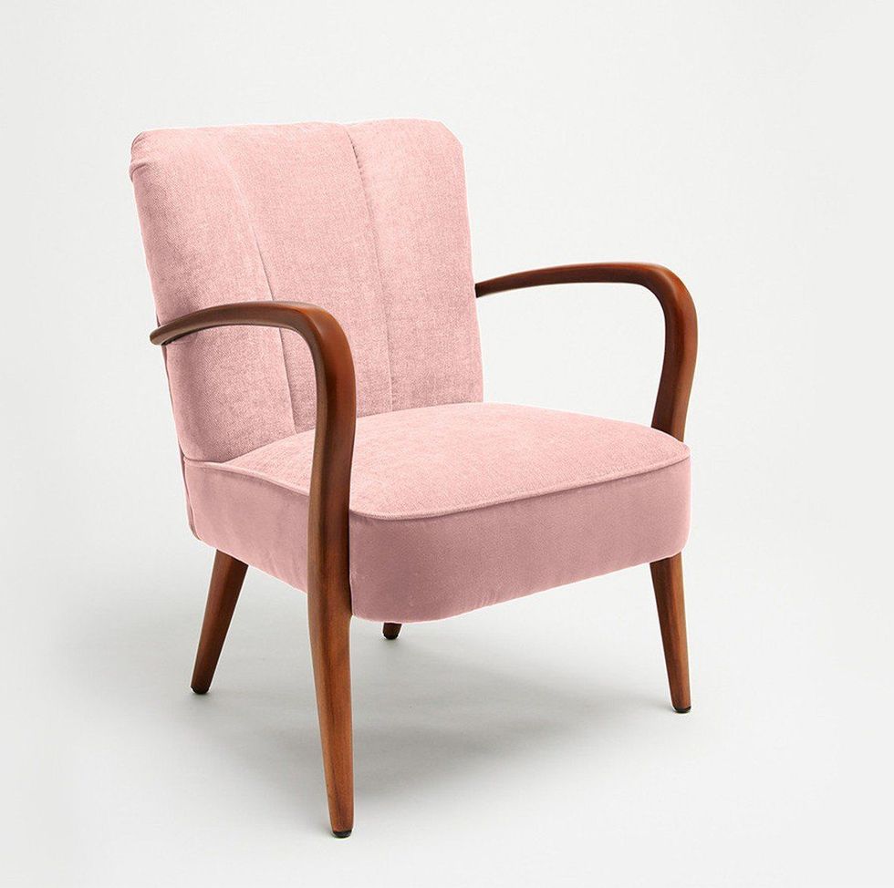 Sofia Pink Chenille & Velvet Armchair