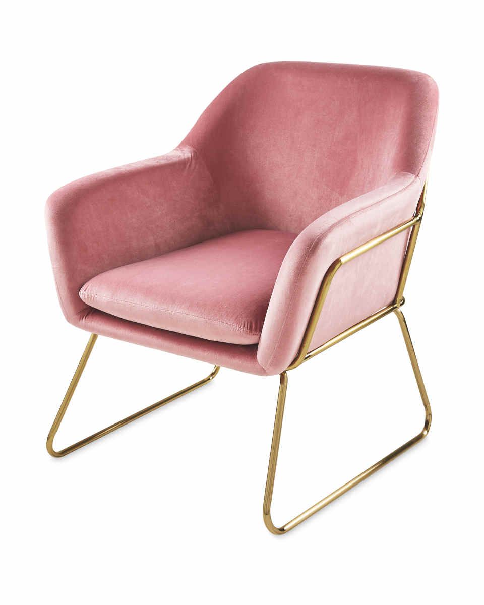 Metal Frame Pink Arm Chair