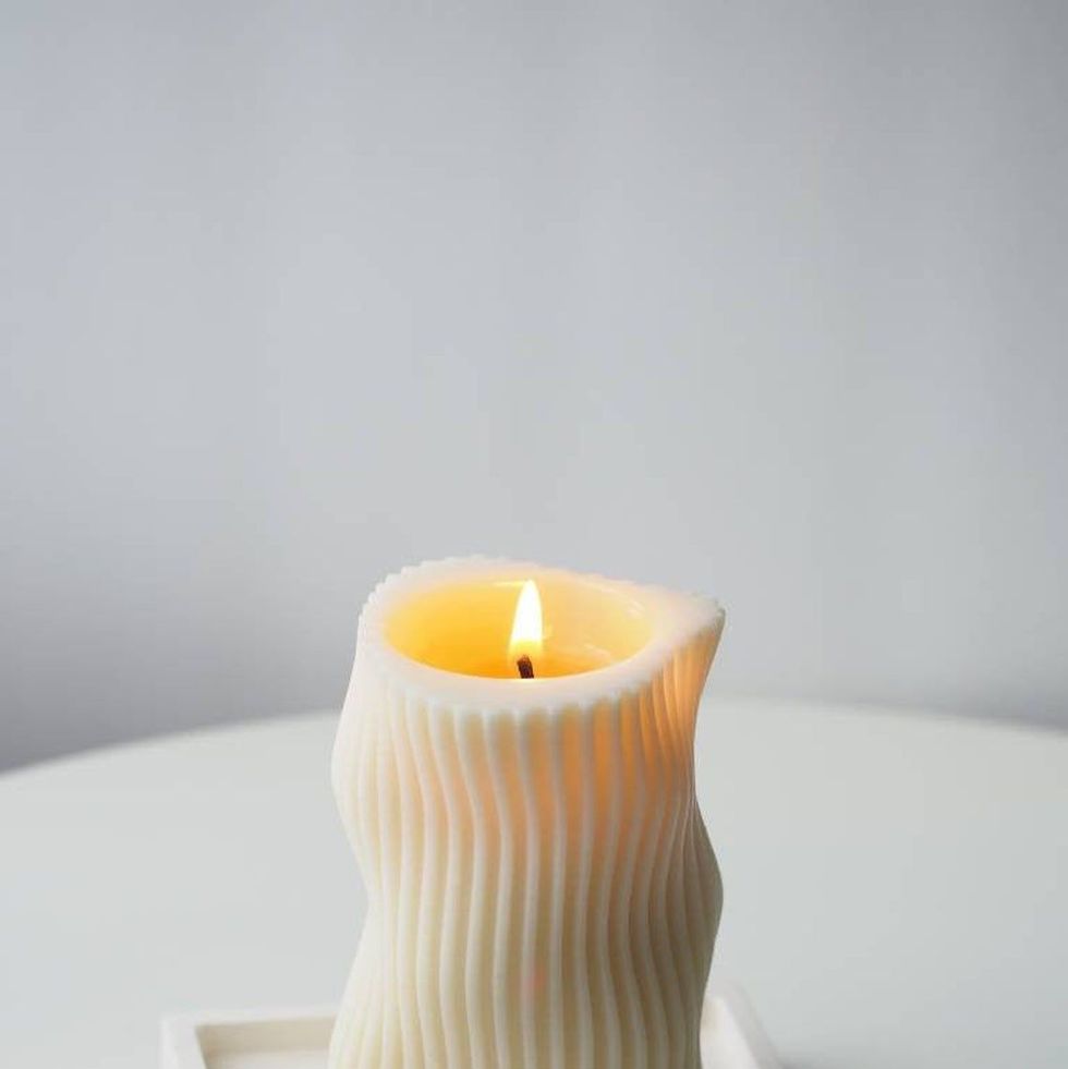 Wavy, Unique Shaped Candle, Sculptured Striped Candle, Natural Beeswax Soy Candle, Curve Design, House warming, Art Home Decor, Wedding Gift