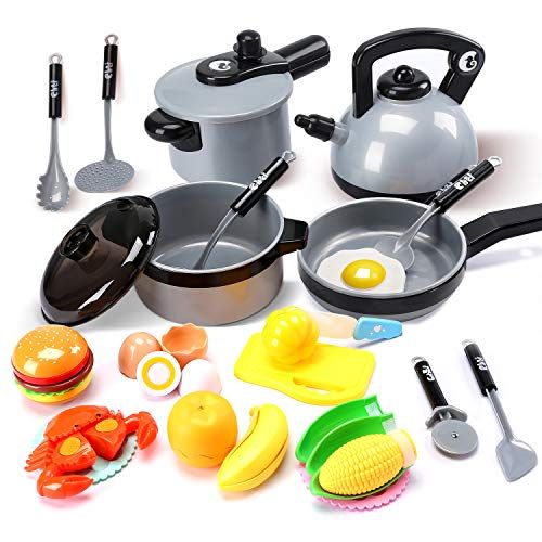 Pretend Play Wood Mixer Kitchen Cooking Toy Set, Cutting Fruits &  Vegetables, Educational Toy For Toddler Boys And Girls