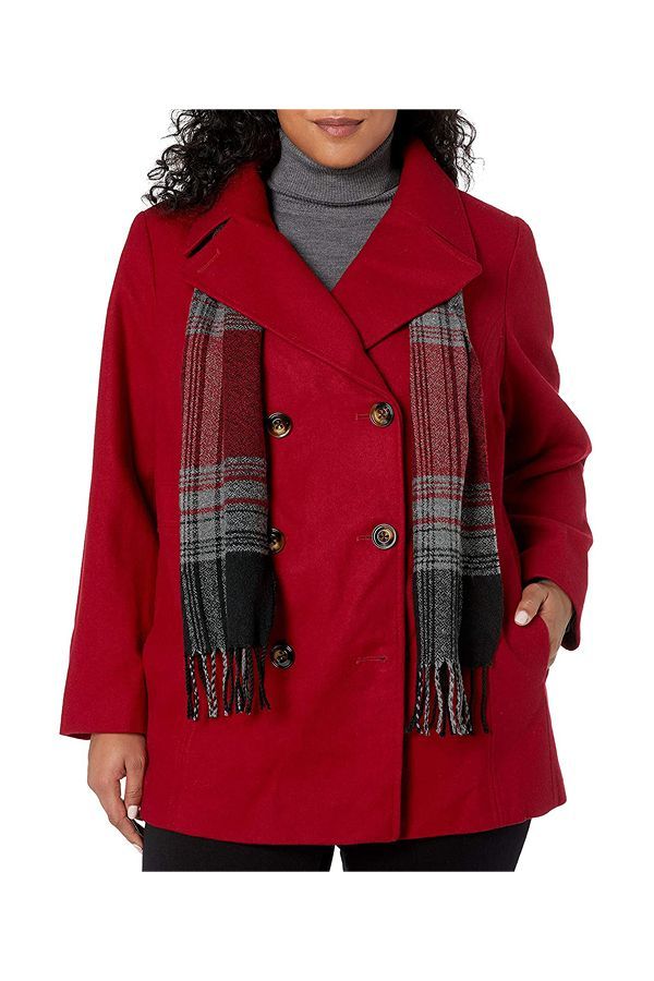 HUIYA Womens Jacquard Checks Coat Winter Warm Jacket Long Outwear Plus Size Button Coat
