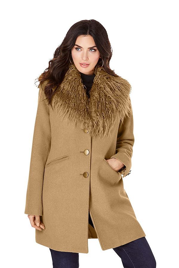 Plus-Size Short Wool-Blend Coat