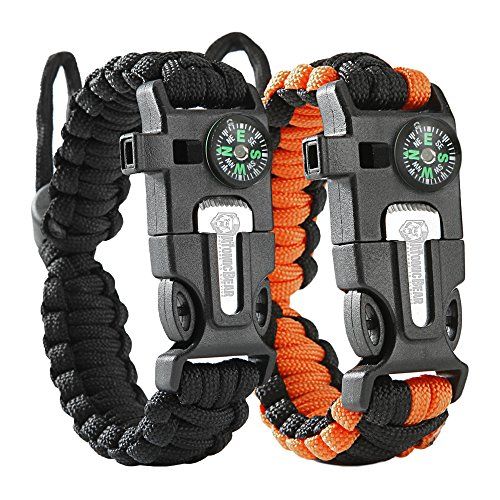 Paracord Bracelet With Compass (2 Pack)