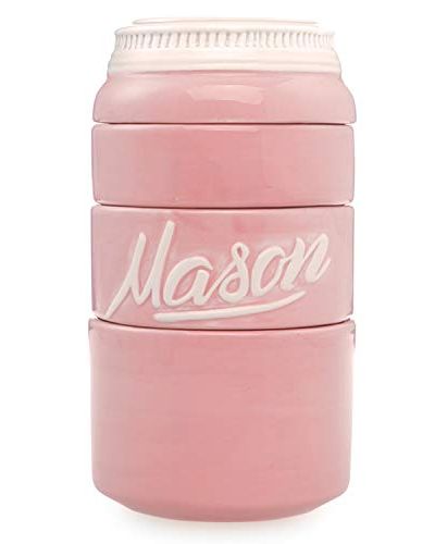 Pink Ceramic Mason Jar Measuring Cups