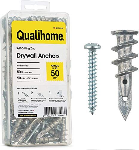 Drywall Anchor with Screws Sets Plastic Self Drilling Dry Wall Anchors,100 Pcs 