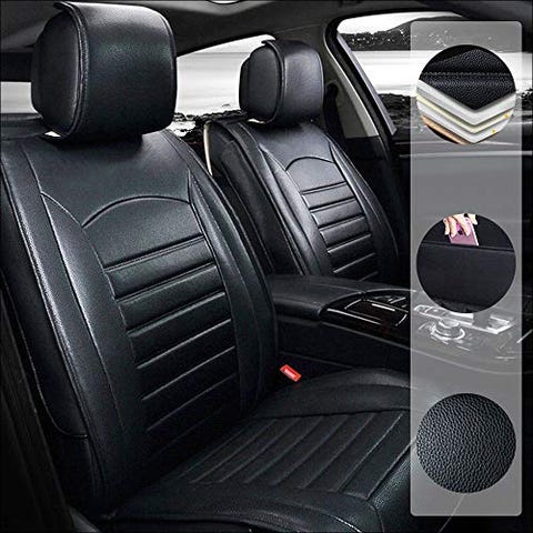 Car Seat Cover for Land Rover Discovery Discovery Sport 5-Seats Protection Soft Waterproof Full Set PU Leather Car Front+Rear Seat Pads Black Standard 5PCS