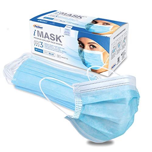3-ply Disposable Face Masks, Blue (50 Pack)