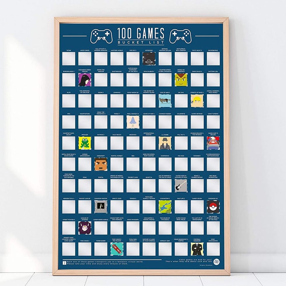 Gift Republic 100 Video Games Bucket List Scratch Poster