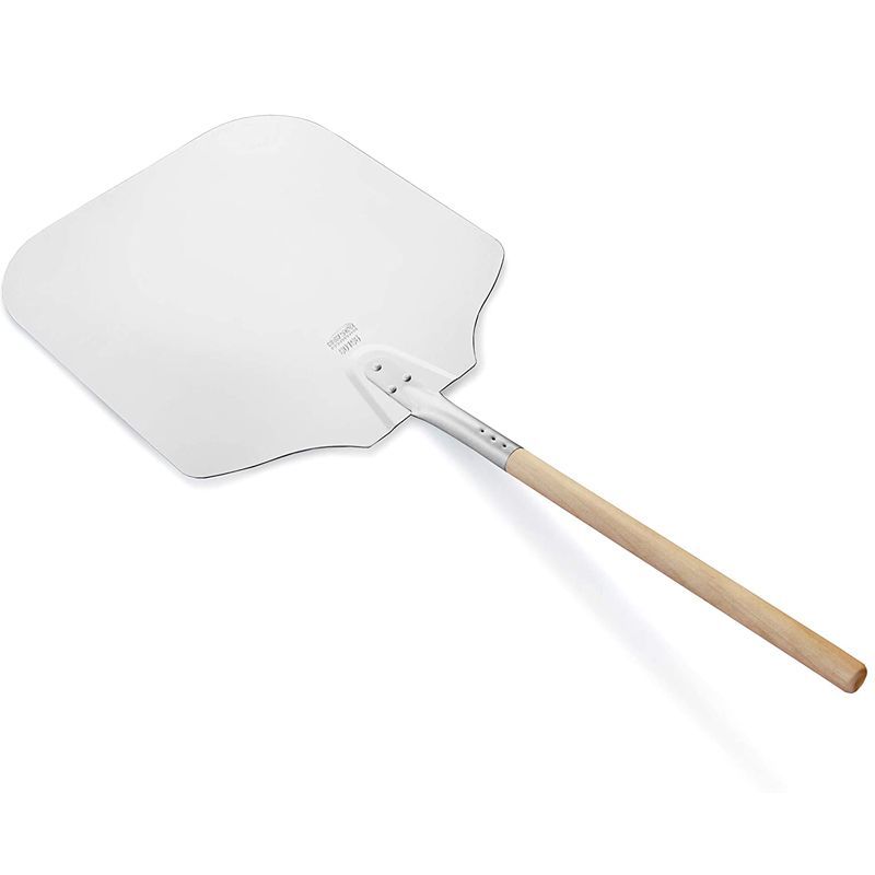 Vertily Aluminum Metal Pizza Peel with Foldable Wood Handle for Easy Storage 12.99x6.50 Gourmet Luxury Pizza Paddle for Baking Homemade Pizza Bread 