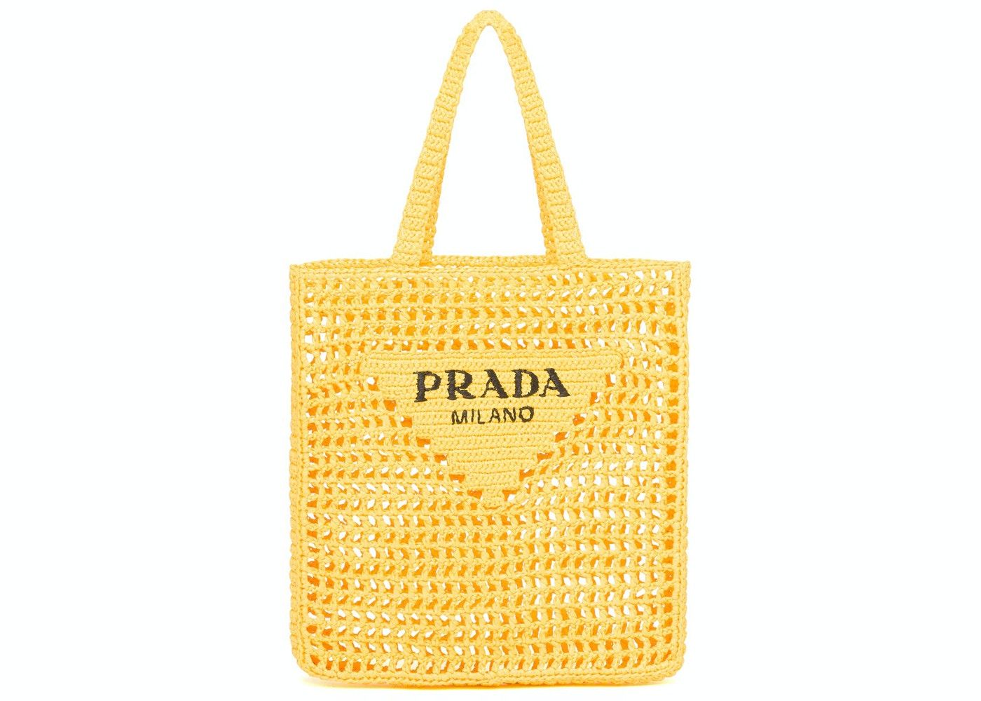 1628952271 Prada Raffia Tote Bag Yellow