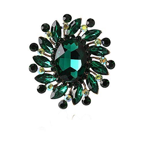 Brooch with Faux Green Gemstone