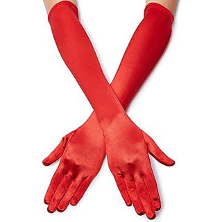 Red Opera-Length Satin Gloves 