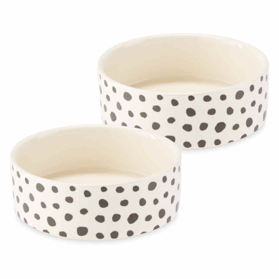 Medium Spots Ceramic Pet Bowl 2 Pack